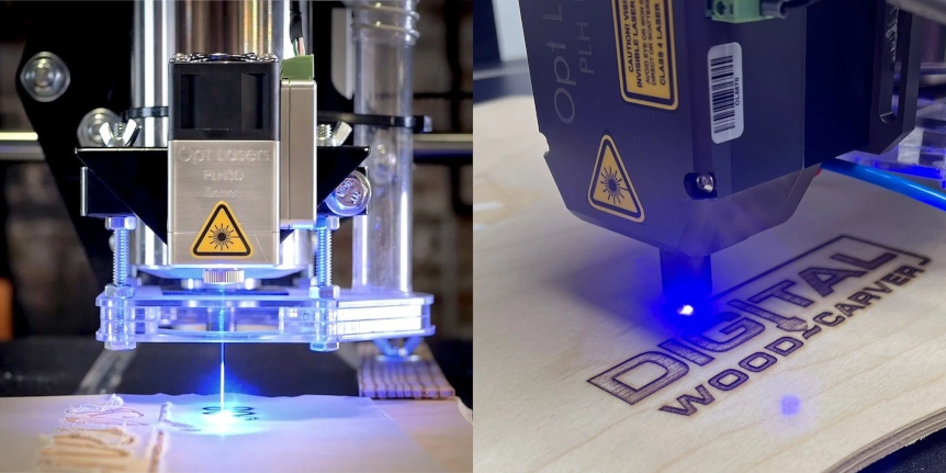 Opt Lasers PLH3D lasers on Digital Wood Carver machine